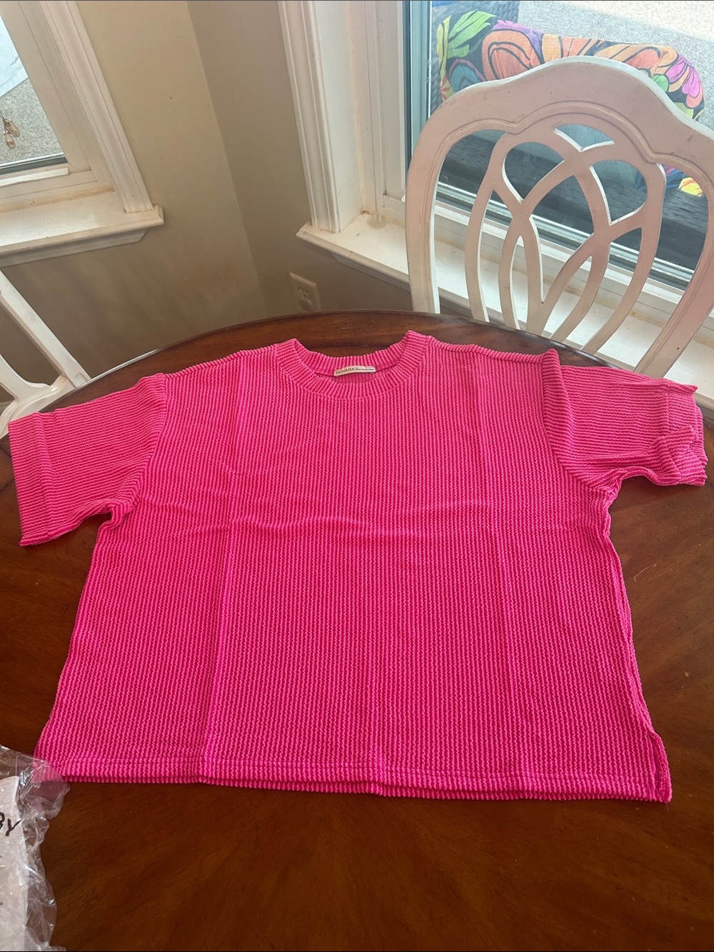 Zenana Outfitters Hot Pink Ribbed Lounge Top & Drawstring Pants Set - Picture 3 of 4